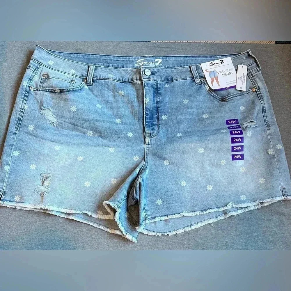 Seven 7 weekend shorts Jeans Daisy fray hem comfort stretch size 24 NWT